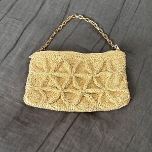 Tan Woven shoulder Bag / Clutch
